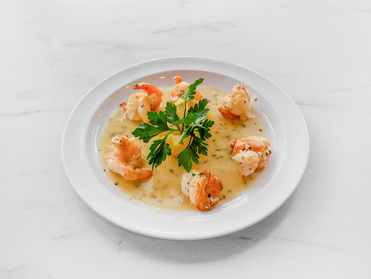 Shrimp entrée in a light sauce